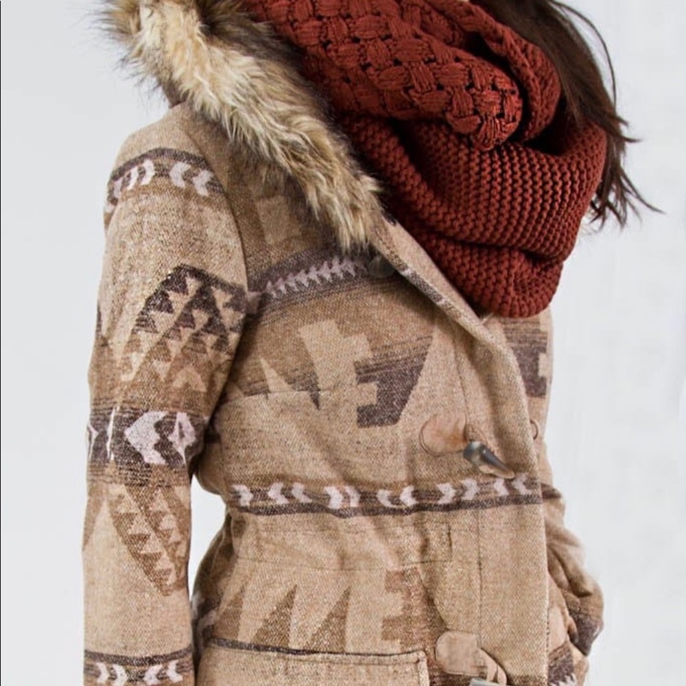 BB Dakota Coat | Faux Trim Coat | Tribal Print Coat